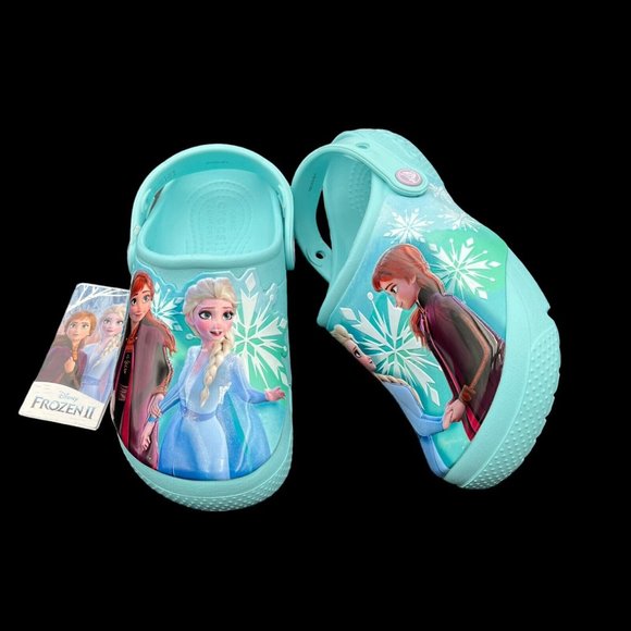 Crocs Disney Frozen 2 Youth Girls Slip on Clogs Size 2 Ice Blue Water Friendly - Picture 1 of 16